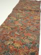 Photo3: 1A05z110  Japanese Kimono Crepe Silk  FABRIC Flowers Red-Brown 67.7x14.8 (3)