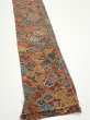 Photo2: 1A08z50  Japanese Kimono Crepe Silk  FABRIC Flowers Red-Brown 63.4x7.3 (2)