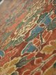 Photo4: 1A08z50  Japanese Kimono Crepe Silk  FABRIC Flowers Red-Brown 63.4x7.3 (4)