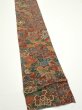 Photo2: 1A09z70  Japanese Kimono Crepe Silk  FABRIC Flowers Red-Brown 89.4x7.1 (2)