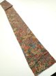 Photo5: 1A09z70  Japanese Kimono Crepe Silk  FABRIC Flowers Red-Brown 89.4x7.1 (5)