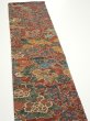 Photo4: 1A10z30  Japanese Kimono Crepe Silk  FABRIC Flowers Red-Brown 36.6x7.3 (4)