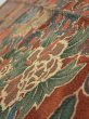 Photo5: 1A10z30  Japanese Kimono Crepe Silk  FABRIC Flowers Red-Brown 36.6x7.3 (5)