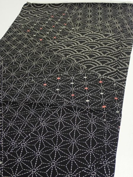 Photo3: 1A02z50  Japanese Kimono Silk  FABRIC Seigaiha  37.8x14.4 (3)