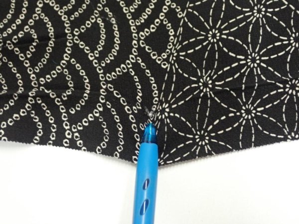 Photo7: 1A02z50  Japanese Kimono Silk  FABRIC Seigaiha  37.8x14.4 (7)