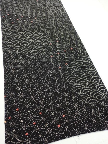 Photo3: 1A04z80  Japanese Kimono Silk  FABRIC Seigaiha  61.0x14.6 (3)