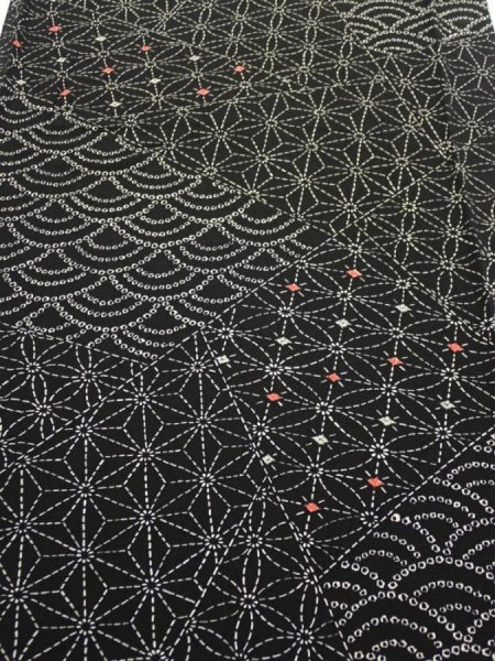 Photo1: 1A05z70  Japanese Kimono Silk  FABRIC Seigaiha  59.8x14.4 (1)