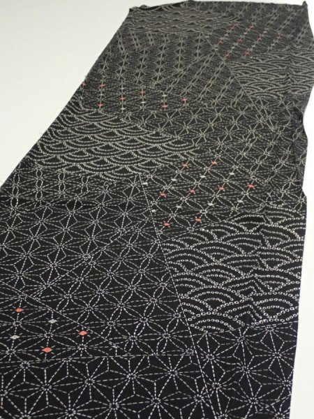 Photo2: 1A06z70  Japanese Kimono Silk  FABRIC Seigaiha  59.8x14.4 (2)