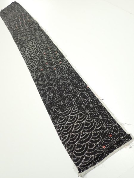 Photo2: 1A07z30  Japanese Kimono Silk  FABRIC Seigaiha  53.5x7.3 (2)