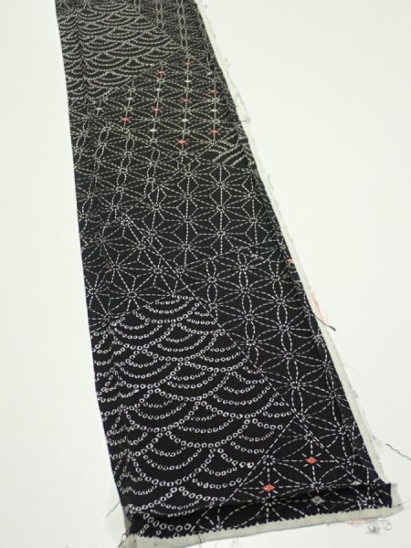 Photo4: 1A07z30  Japanese Kimono Silk  FABRIC Seigaiha  53.5x7.3 (4)
