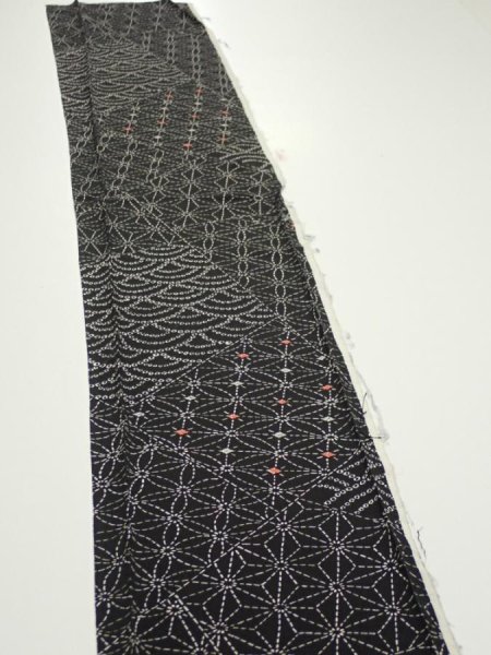 Photo5: 1A07z30  Japanese Kimono Silk  FABRIC Seigaiha  53.5x7.3 (5)