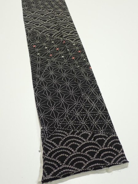 Photo2: 1A09z50  Japanese Kimono Silk  FABRIC Seigaiha  77.2x7.3 (2)