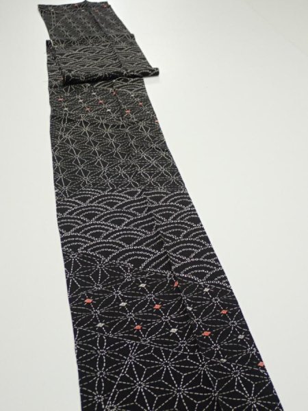 Photo3: 1A09z50  Japanese Kimono Silk  FABRIC Seigaiha  77.2x7.3 (3)