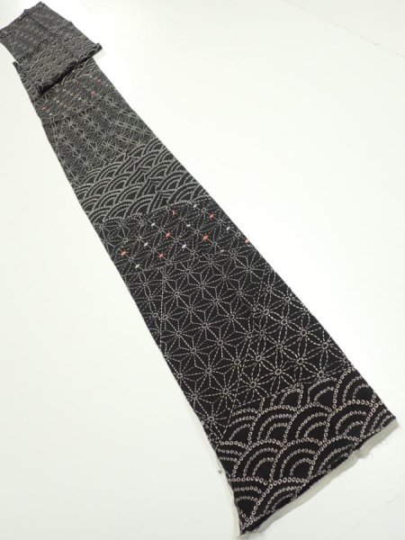 Photo5: 1A09z50  Japanese Kimono Silk  FABRIC Seigaiha  77.2x7.3 (5)