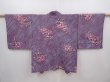 Photo1: 6319T05z510 Vintage Japanese Kimono Silk HAORI Flower Light purple (1)