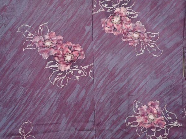 Photo3: 6319T05z510 Vintage Japanese Kimono Silk HAORI Flower Light purple (3)