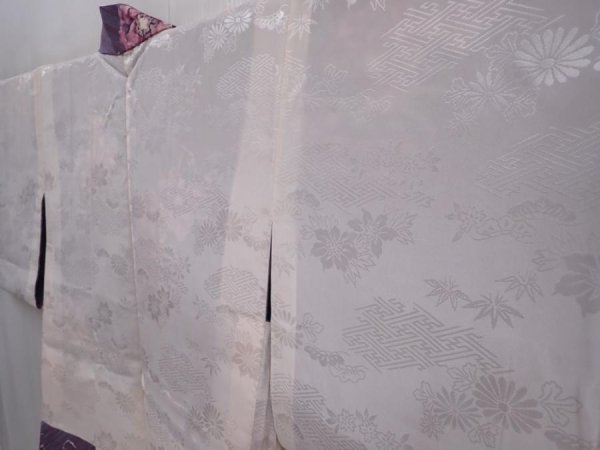 Photo7: 6319T05z510 Vintage Japanese Kimono Silk HAORI Flower Light purple (7)