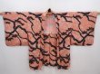 Photo5: 6319T06z410 Vintage Japanese Kimono Silk HAORI Pine branch Dark coral (5)