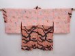 Photo6: 6319T06z410 Vintage Japanese Kimono Silk HAORI Pine branch Dark coral (6)