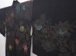 Photo2: 6319T01z520 Vintage Japanese Kimono Silk HAORI Flower Black (2)