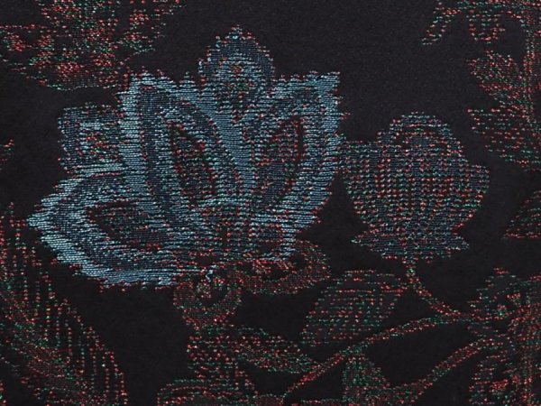 Photo4: 6319T01z520 Vintage Japanese Kimono Silk HAORI Flower Black (4)