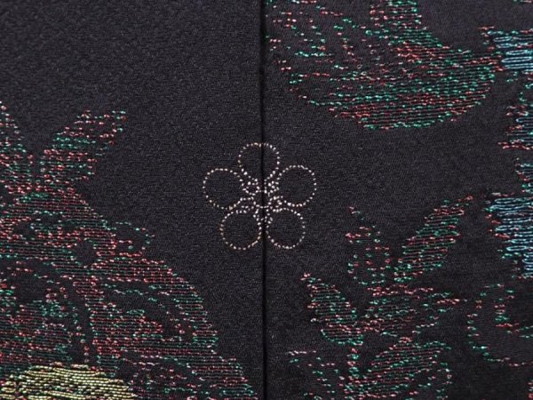 Photo5: 6319T01z520 Vintage Japanese Kimono Silk HAORI Flower Black (5)