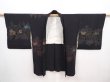 Photo6: 6319T01z520 Vintage Japanese Kimono Silk HAORI Flower Black (6)