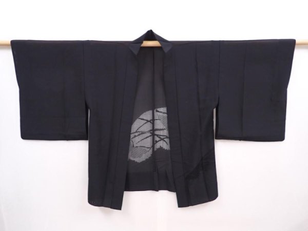 Photo5: 6319T02z310 Vintage Japanese Kimono Silk See through HAORI Butterfly Black (5)