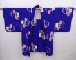 Photo5: 6319T03z380 Vintage Japanese Kimono Silk MEISEN HAORI  Dark lavender blue (5)