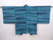 Photo1: 6319T04z560 Vintage Japanese Kimono Silk HAORI  Deep cyan (1)