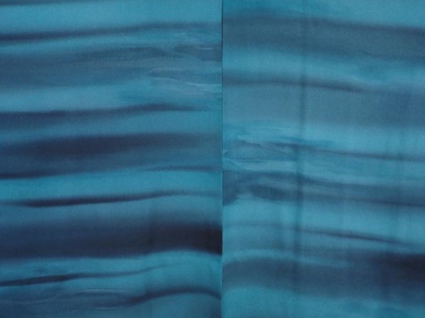 Photo3: 6319T04z560 Vintage Japanese Kimono Silk HAORI  Deep cyan (3)