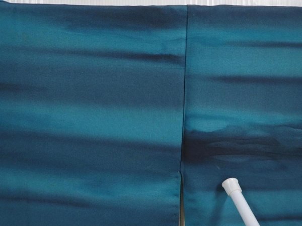 Photo5: 6319T04z560 Vintage Japanese Kimono Silk HAORI  Deep cyan (5)