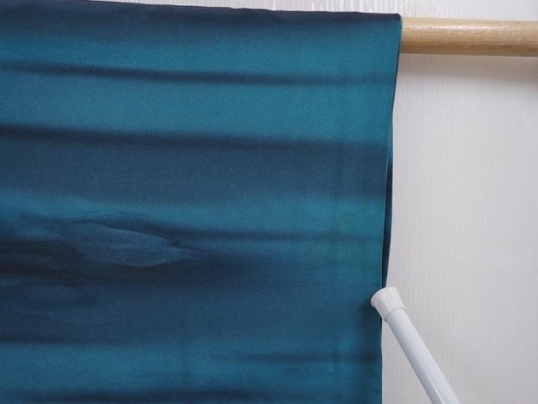 Photo6: 6319T04z560 Vintage Japanese Kimono Silk HAORI  Deep cyan (6)