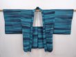 Photo8: 6319T04z560 Vintage Japanese Kimono Silk HAORI  Deep cyan (8)