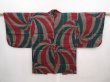 Photo1: 6319T08z410 Vintage Japanese Kimono Silk HAORI  Dark red (1)