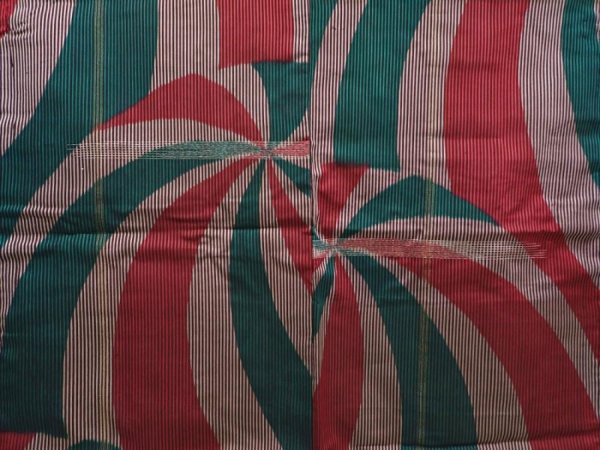 Photo3: 6319T08z410 Vintage Japanese Kimono Silk HAORI  Dark red (3)