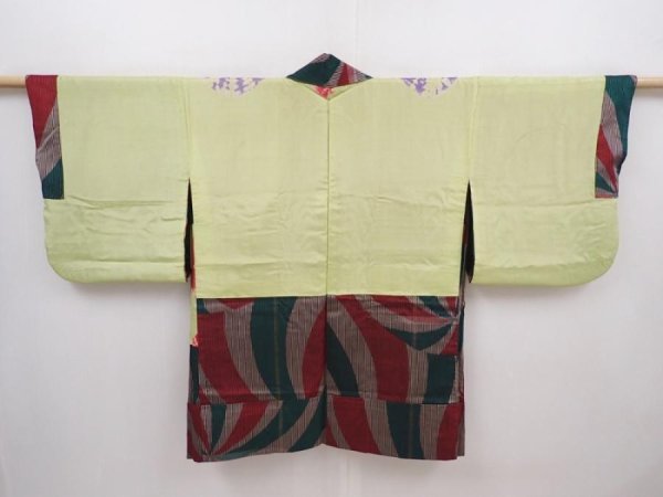 Photo8: 6319T08z410 Vintage Japanese Kimono Silk HAORI  Dark red (8)