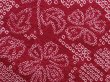 Photo4: 6319T09z430 Vintage Japanese Kimono Silk SHIBORI HAORI Flower Wine red (4)