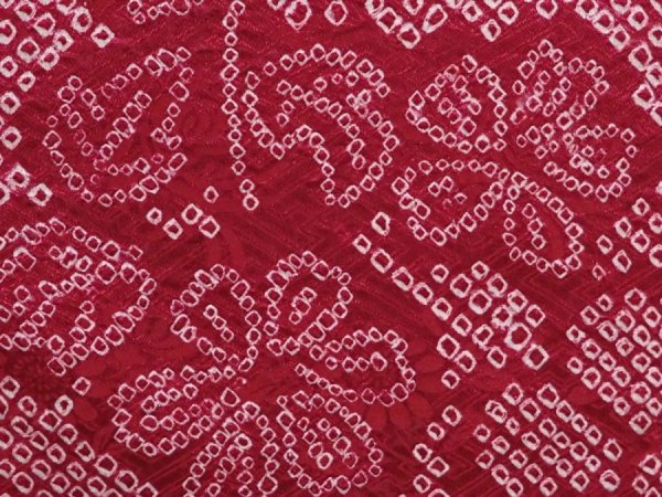 Photo4: 6319T09z430 Vintage Japanese Kimono Silk SHIBORI HAORI Flower Wine red (4)