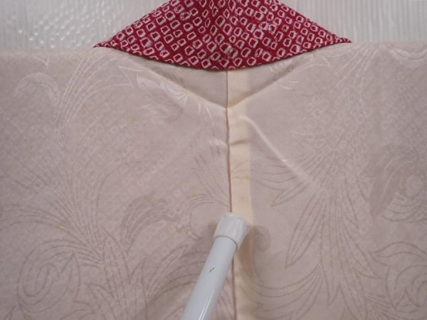 Photo8: 6319T09z430 Vintage Japanese Kimono Silk SHIBORI HAORI Flower Wine red (8)