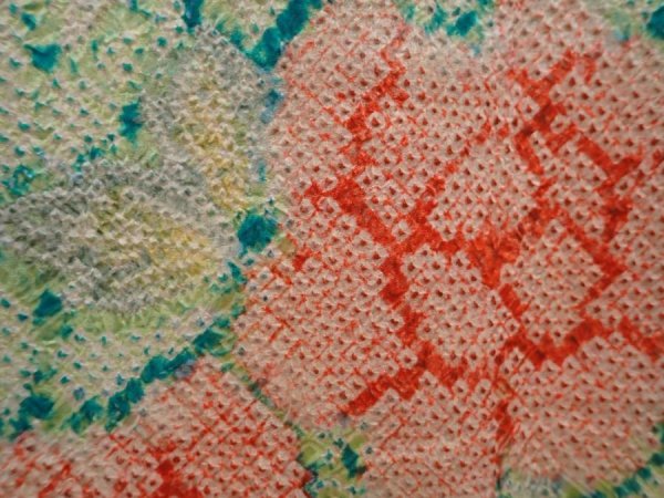 Photo4: 6319T11z440 Vintage Japanese Kimono Silk SHIBORI HAORI Peony Light green (4)