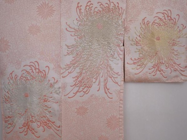 Photo3: 6319T13z600 Vintage Japanese Kimono Silk HAORI Chrysanthemum Off-white (3)