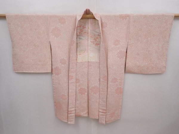 Photo5: 6319T13z600 Vintage Japanese Kimono Silk HAORI Chrysanthemum Off-white (5)
