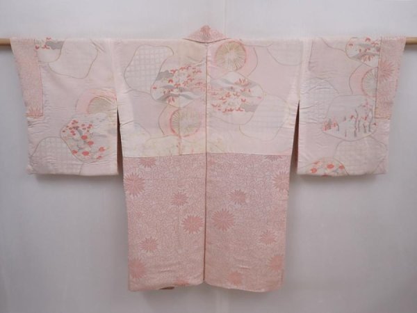 Photo6: 6319T13z600 Vintage Japanese Kimono Silk HAORI Chrysanthemum Off-white (6)
