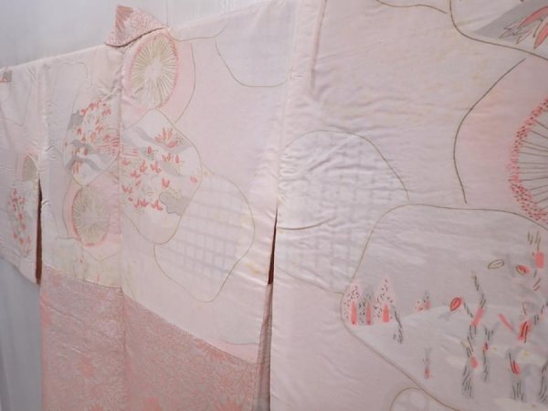 Photo7: 6319T13z600 Vintage Japanese Kimono Silk HAORI Chrysanthemum Off-white (7)