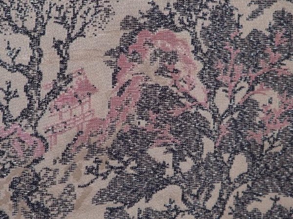 Photo4: 6319T14z660 Vintage Japanese Kimono Silk HAORI Trees Peach-Beige (4)