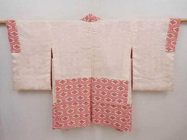 Photo6: 6415T01z580 Vintage Japanese Kimono Silk HAORI  Pink (6)