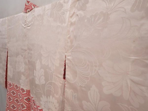Photo7: 6415T01z580 Vintage Japanese Kimono Silk HAORI  Pink (7)