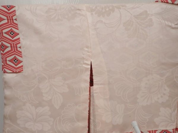 Photo8: 6415T01z580 Vintage Japanese Kimono Silk HAORI  Pink (8)