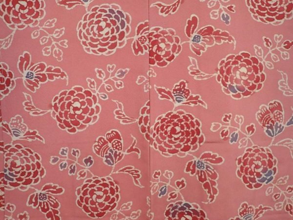 Photo3: 6415T02z590 Vintage Japanese Kimono Silk HAORI Flower Pink (3)